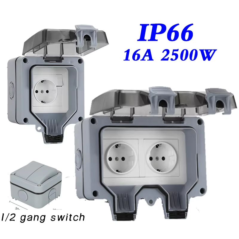 Outdoor Power Strip - EU KR Outdoor Wall Waterproof Sockets
