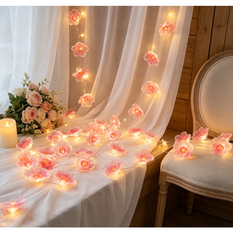 Outdoor Power For Christmas Lights - Pink Cherry Blossom LED Fairy String