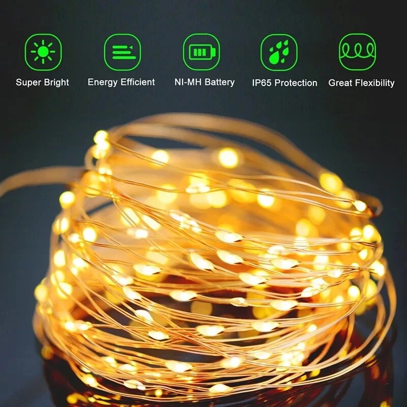 100 LED Solar Fairy Waterproof - огляд і ціна Outdoor Power For Christmas Lights