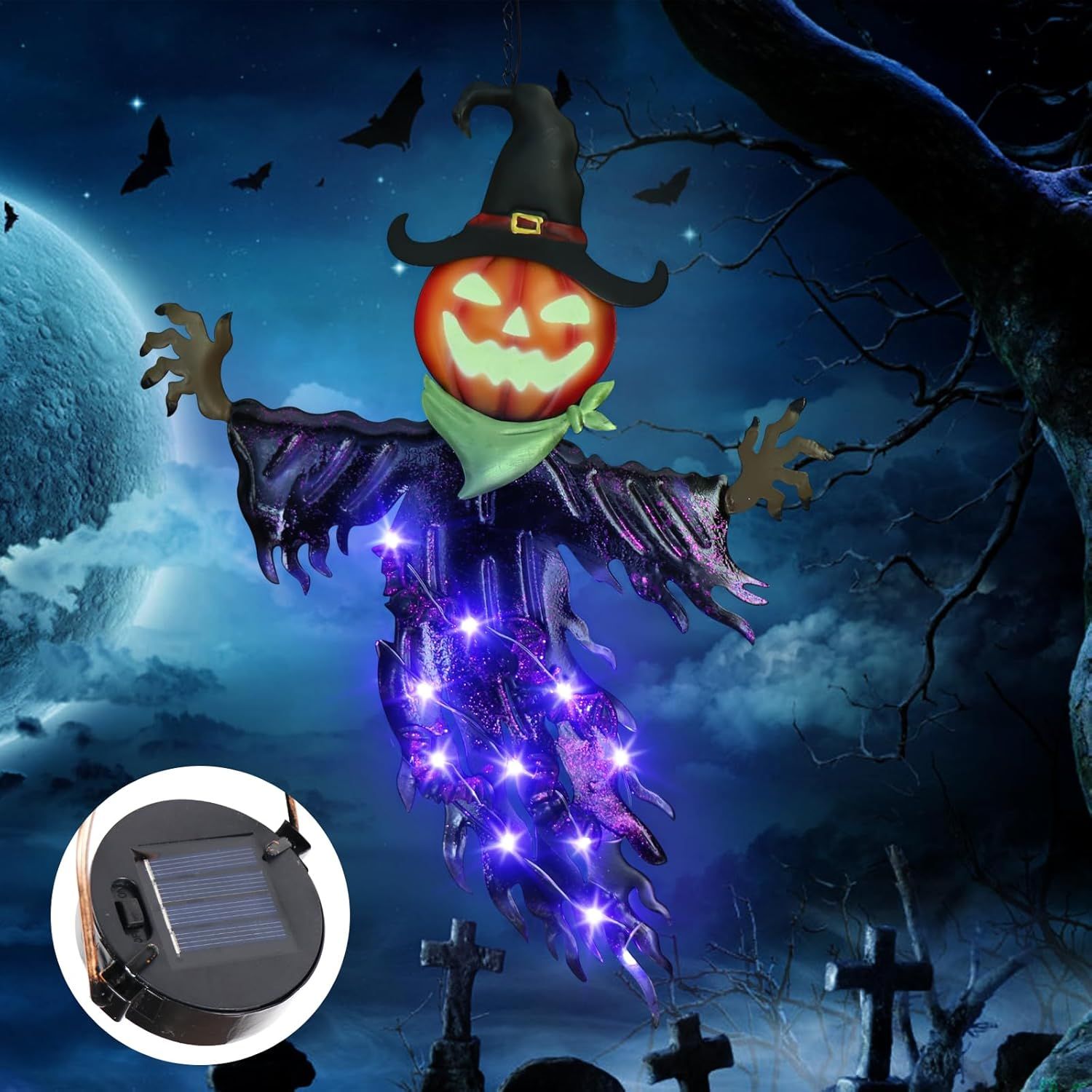 Solar Halloween Metal Hanging  - огляд і ціна Outdoor Power For Christmas Lights