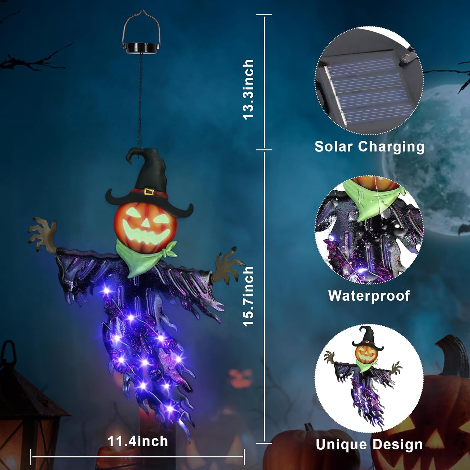 Solar Halloween Metal Hanging  - огляд і ціна Outdoor Power For Christmas Lights